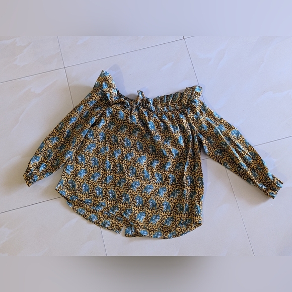 J.Crew Off the Shoulder Ratti Elephant Print Top long sleeve size 14 - Picture 7 of 16